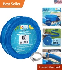 Flexible 1.5" x 50' Pool Drain Hose with Clamp - Heavy-Duty Water Discharge
