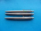 3 PARKER JOTTER STAINLESS STEEL TEXT BALLPOINT PENS