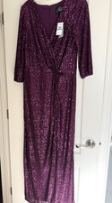 Women  s Alex Evening Formal Purple Sequins Dress Size 18-NWT