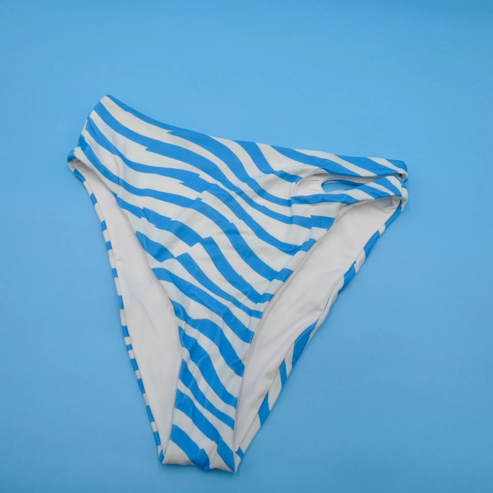 Parte inferior de bikini de natación descarada cintura alta a rayas blancas azules medianas Victorias Secret Foto 2 de 4