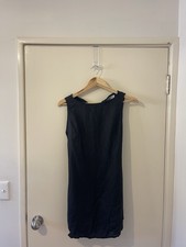 Faithfull The Brand Black Linen Dress Size 6/XS Mini With Wrap
