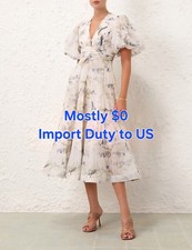 ~Best Offer! BNWT 100% Authentic ZIM Pleated Midi Dress - Blue Birds $725 - Sz 3