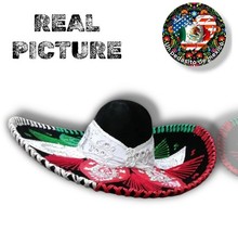 Sombrero de Mariachi Mexicano Adulto Sombrero Tricolor Charro Cinco de Mayo Disfraz