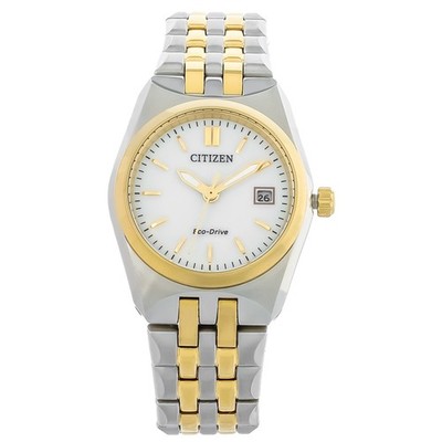 Citizen Eco-Drive Corso Women's White Dial Two-Tone Watch EW2299-50A