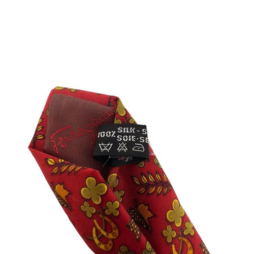 Salvatore Ferragamo Mens Silk Tie Necktie Red Lucky Charms Print Made in Italy - Picture 4 of 8