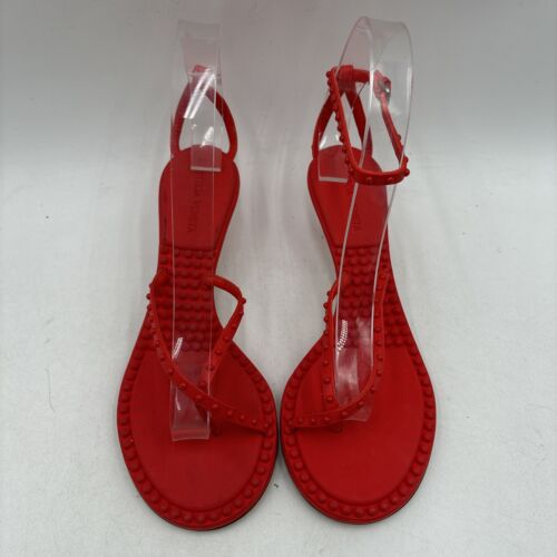 Sandalias Bottega Veneta Punto Rojo Cuero/Sintético Punta Abierta Tanga Correa al Tobillo, 37 - Imagen 4 de 8