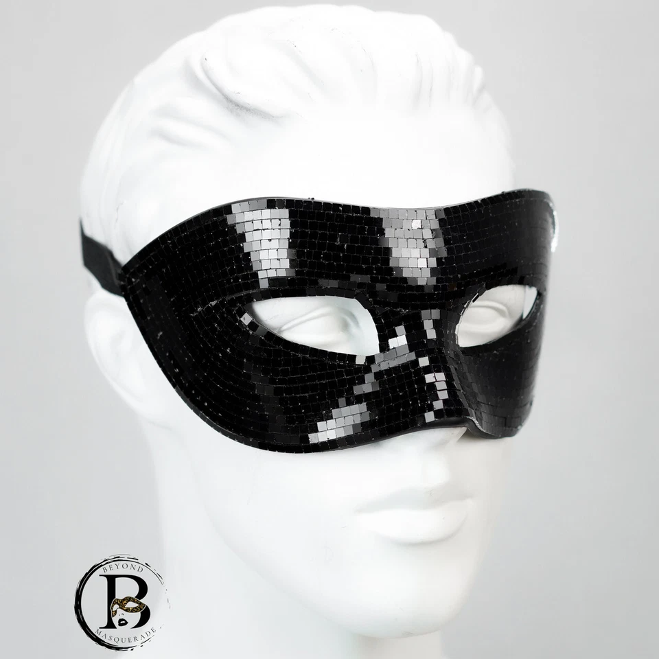 Máscara de Mascarada Negra para Hombres Máscara de Bola Espejo Vidrio Discoteca Halloween Boda Mar Foto 2 de 4