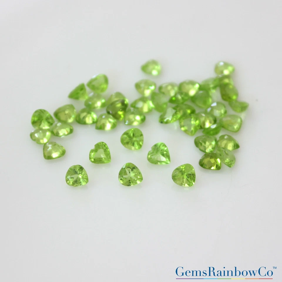 Natural Peridot Heart Faceted 5mm Loose gemstone Lots 200 Pieces Good Quality - Image 2 of 4