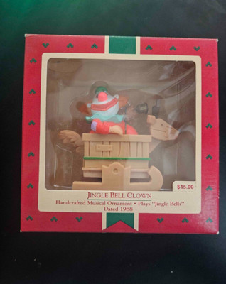 1988 Hallmark Jingle Bell Clown Ornament (Plays Jingle Bells) NIB Working