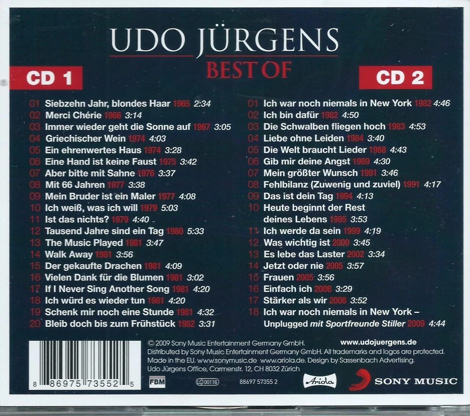 CD - Udo Jürgens - Best of - 2 CD - 2009 - Bild 2 von 2