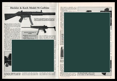 1988 HECKLER & KOCH HK Model 95 Carbine 2 and 1/3 pg Evaluation Article w/specs
