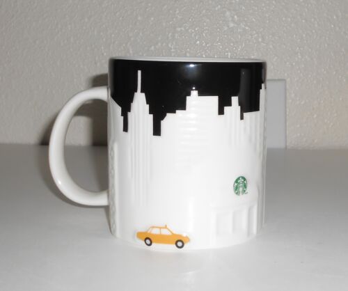 Starbucks New York City 2012 Mug Cup Black & White w/ Yellow Taxi Cab - Picture 1 of 3