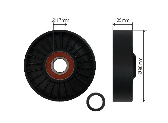 CAFFARO 500329 Tensioner Pulley, V-ribbed belt for CHRYSLER