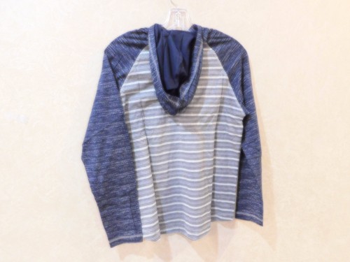 Overdrive New Womens Knit hoodie top Size L Heateher Grey Navy NWT B7D2 - Picture 2 of 6