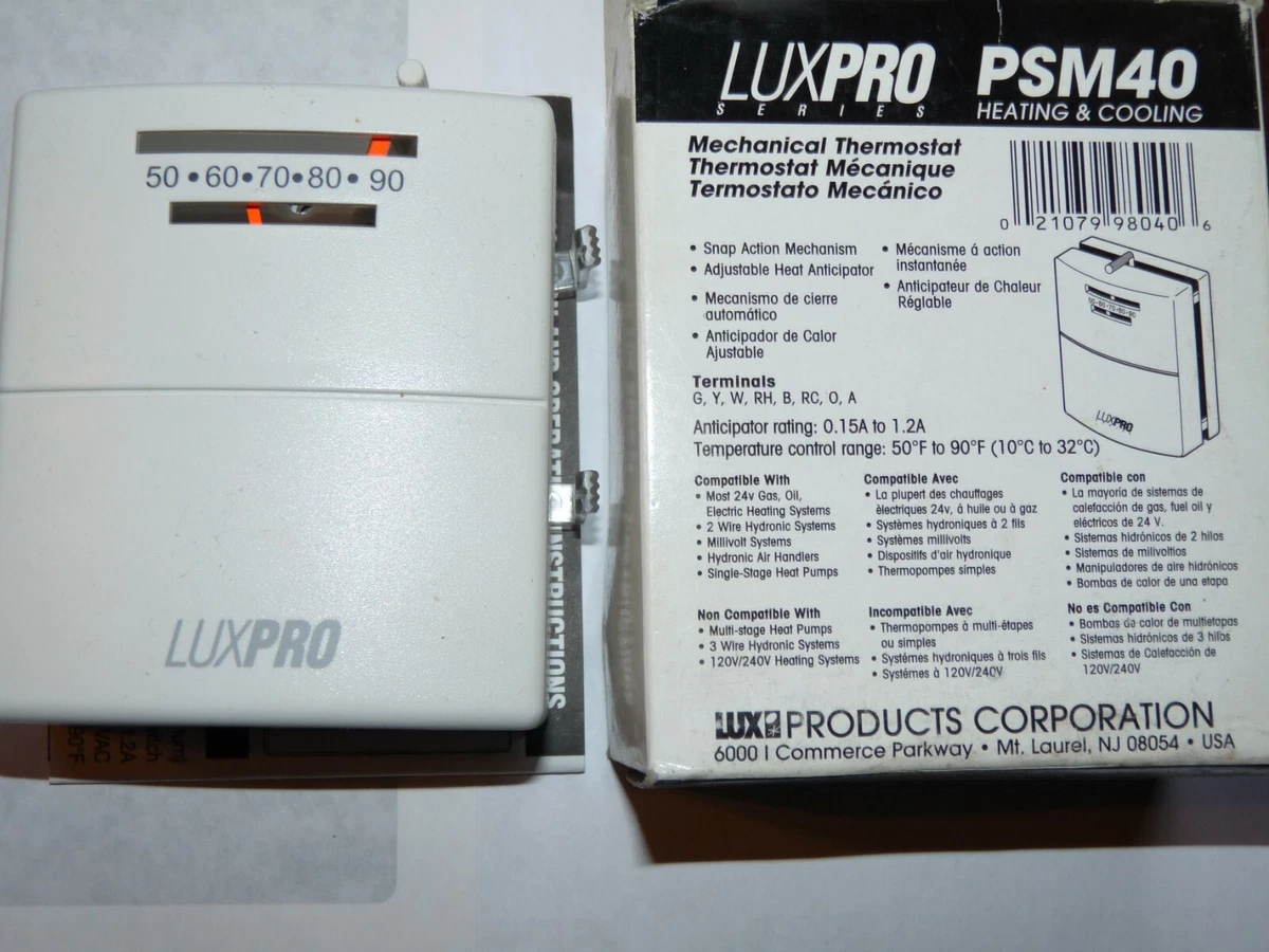 LuxPro Series Mechanical Heating Cooling Home Thermostat PSM40 New in Box |  eBay