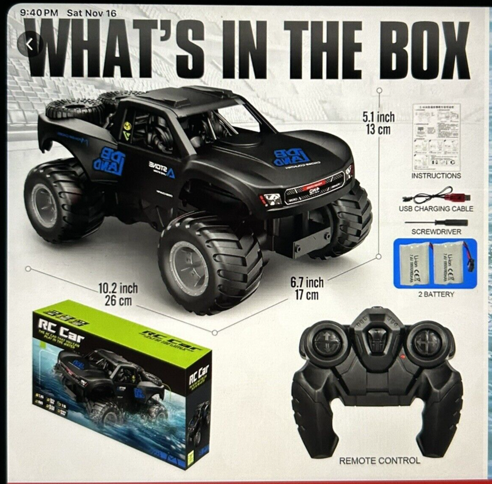 1/16 Scale RC 4x4 Amphibious Monster Truck Off-Road Waterproof