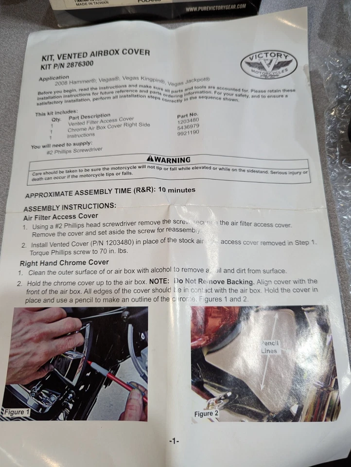 2876300 08-10 Victory Stg 1 Chrome air box cover Jackpot, Hammer, and 8 Ball NIB Foto 4 de 4
