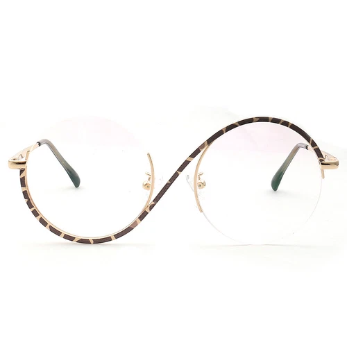 Stilvolle Damen Herren Runde Halbrand Brille Regenbogen Brille Brillengestell Halbrandlos - Bild 10 von 41
