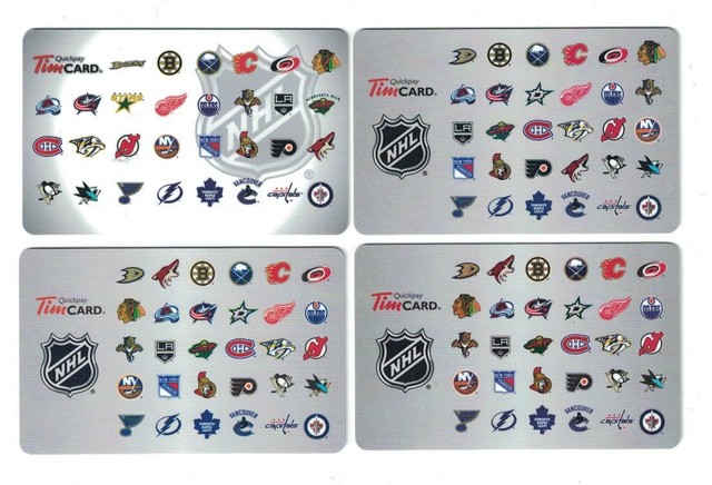 Tim Hortons ( 4 ) Different Year Nhl Team Logo Gift Cards | Ebay
