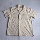 DRL Essentials Shirt Mens Large Beige Mesh Short Sleeve Collared Button Down *
