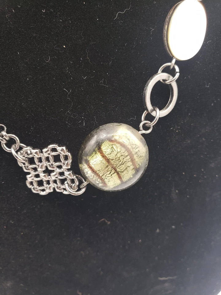 Collar Lia Sophia Doble Hilo Mujer 18" Tono Plata Perlas Abulón Cuentas Foto 2 de 4