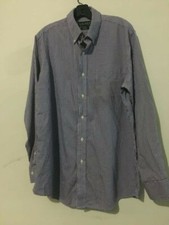 Ralph Lauren Size 16 1/2 34/35 Slim Fit Non Iron Blue White Check Men Shirt