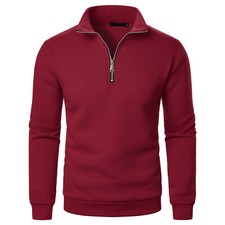 Men's Zip Up Pullover Slim Fit Lightweight Mock Neck Long Sleeve Sweater