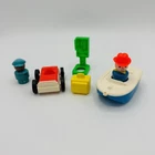 Vintage Fisher Price Little People Accessory & 2 People Lot Boat Car Phone Wood