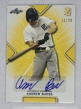 2021 LEAF PERFECT GAME YELLOW ANDREW BURNS PAPER RC AUTO # 13/20