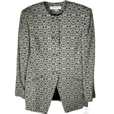 Nwt Chaus Petite Black Beige Rayon Blend Long Sleeve Collarless Blazer Women 4p