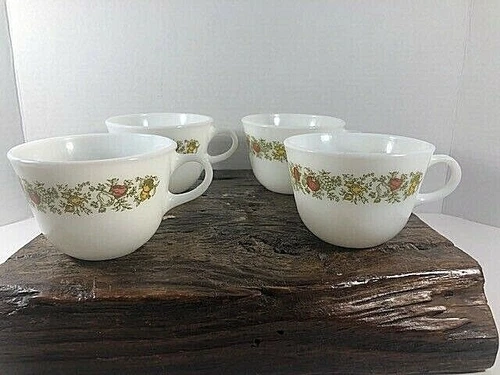 Pyrex Corning SPICE OF LIFE Coffee Cup Mug Set of 4 Microwave Safe Made in USA