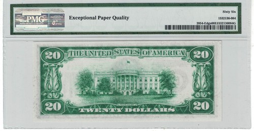 PMG 66 Gem UNC EPQ 1934 20 $ Richmond FRN Green Seal Fr#2054-Edgs - Bild 2 von 2