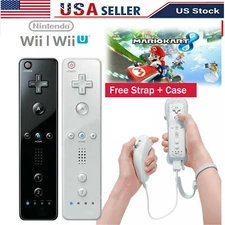 Built in Motion Plus Remote Controller & Nunchuck For Nintendo Wii Wii U + Strap