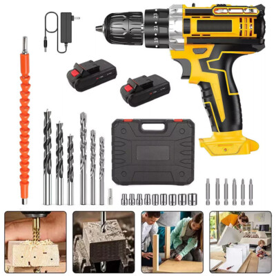 Cordless Brushless Impact Driver Hammer Drill Combo Kit with 2 Battery & Charger
