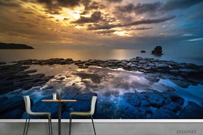 3D Sky Sunset Sea Rock Landscape Wallpaper Wall Murals Removable Wallpaper