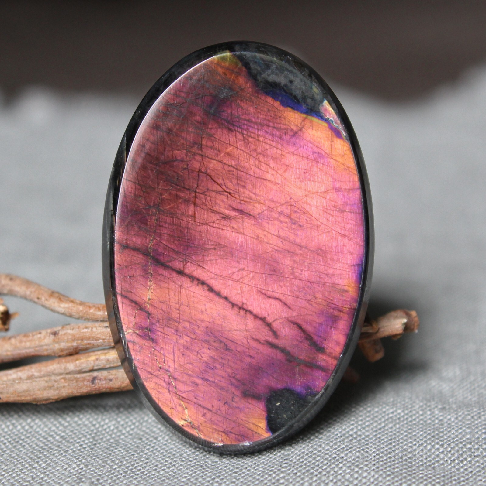 13 Purple Spectrolite Finnish REAL Authentic Finland Ylamaa cabochon Freakenfru - second product detail image