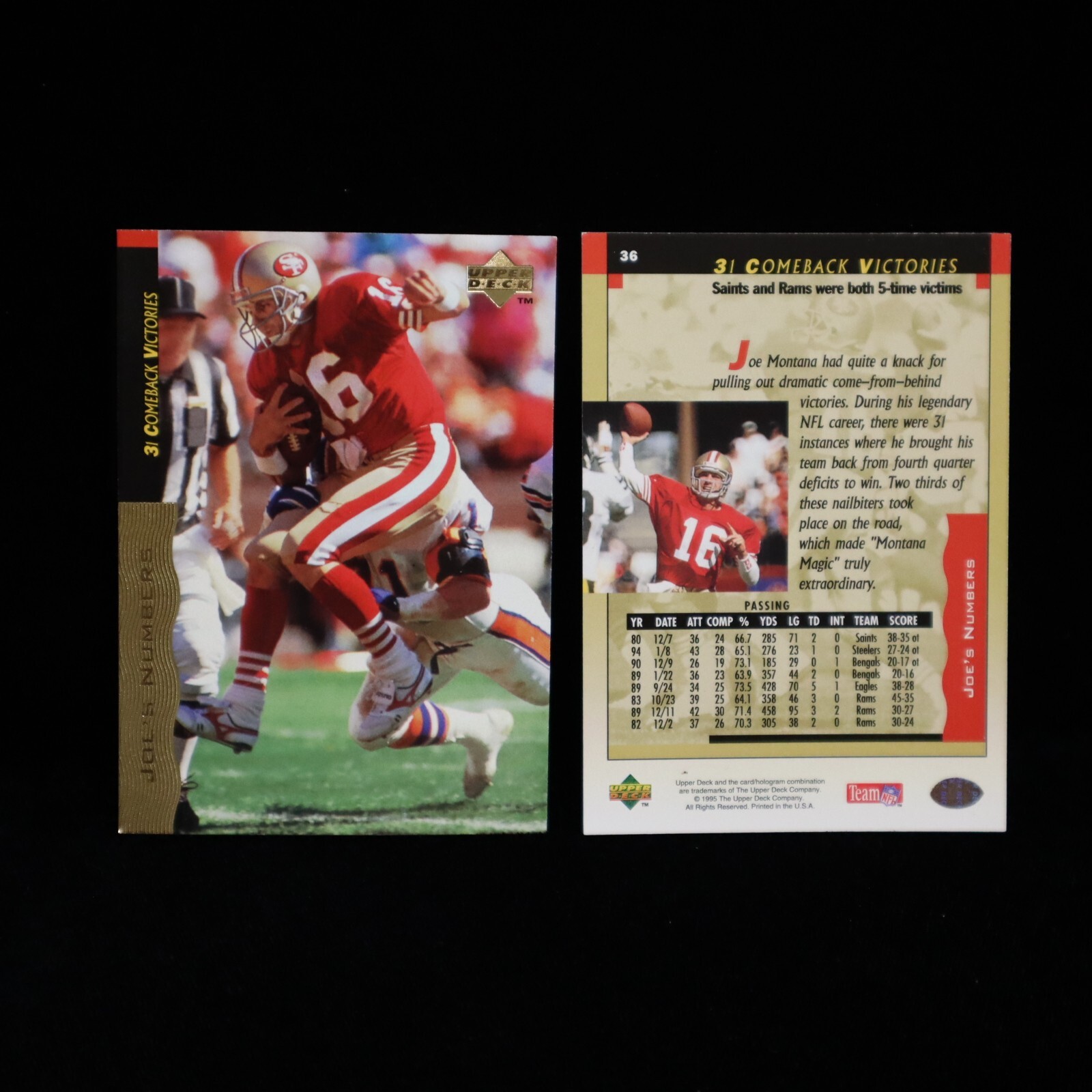 1995 Joe Montana San Francisco 49ers Career Box Set Upper Deck #36