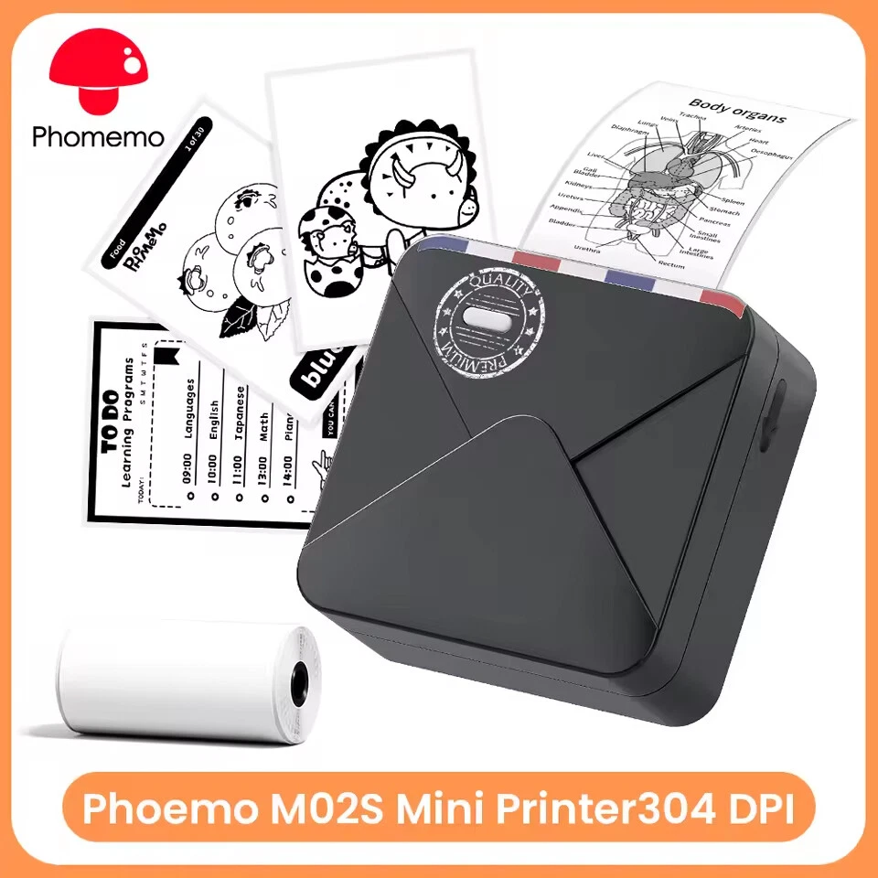 Phomemo M02S Bluetooth Thermal Photo Printer 300dpi Wireless Label Maker Phomemo M02S Bluetooth Thermal Photo Printer 300dpi Wireless Label Maker