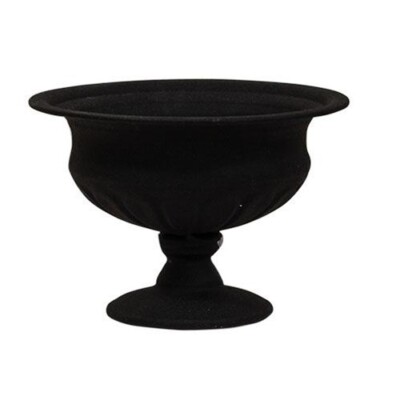 New Primitive Rustic BLACK METAL URN Candle Holder Pot Container 6''