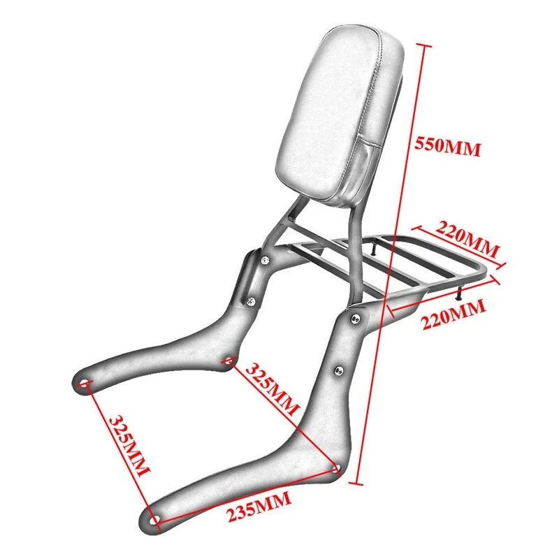 Passenger Backrest Sissy Bar & Luggage Rack for Kawasaki Vulcan 900 VN900 06-18 - Imagem 3 de 3