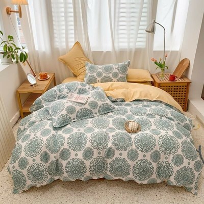 Bohemian Duvet Cover Bed Sheet  4Pcs Vibrant Boho Floral Bedding Set Soft