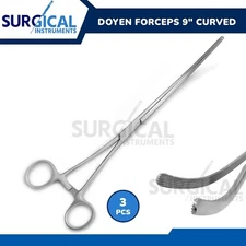3 Pcs Doyen Intestinal Forceps Curved 9" Surgical Medical Instruments German Gr