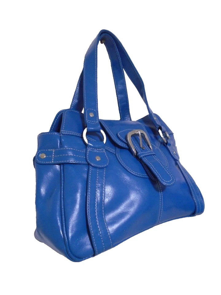 Tommy & Kate Genuine Leather Blue Buckle Magnetic Double Top Handle Handbag NWD - Image 4 of 4