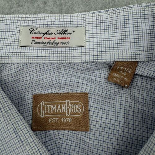 Gitman Bros Hemd Herren 17,5-34 blau micro kariert klassisch Cotonificio Albini - Bild 3 von 9
