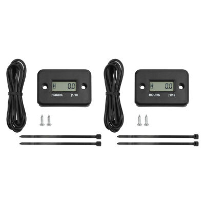 2x Digital Hour Meter Waterproof LCD Display ATV Generator Motorcycle Gas Engine