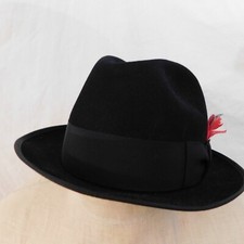 Vtg 1950s Royal Stetson 7 1/8 Long Oval Black Fur Felt Fedora Hat