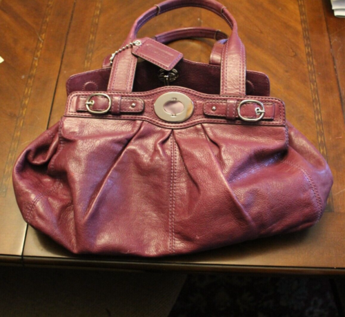 COACH Purse Purple Leather Satchel Shoulder Bag F13914 - Picture 1 of 3