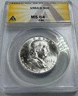 1963-D  FRANKLIN US Half Dollar,   MS64 by ANACS,   FBL,   a SUPERB coin!!!!