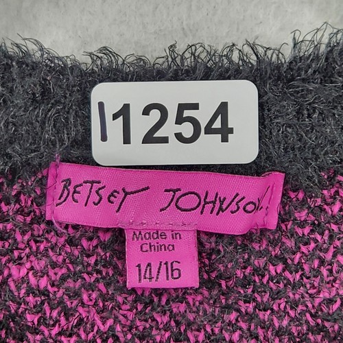 Betsey Johnson Sweater Girls 14 Black Pink Hearts Crew Neck Pullover Youth Kids - Picture 6 of 10