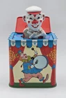 Vintage Ohio Art Co Jack In The Box Toy ~ Tin Litho Circus Clowns EXCELLENT!